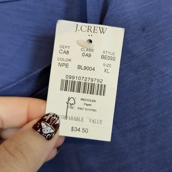 J Crew Factory Slub Cotton Tee Blue Women's Size XL Basic Everyday Casual - Picture 4 of 6